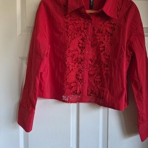 Elegant Red Lace Women's Top